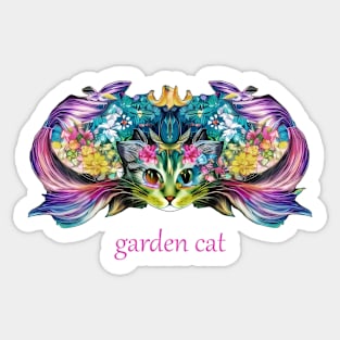 Garden Cat Floral Design For Cat Lovers Sticker